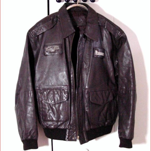 Vtg Michelin Aircraft Tire Demo Team Brown Leather Bomber Jacket Sz M Rare